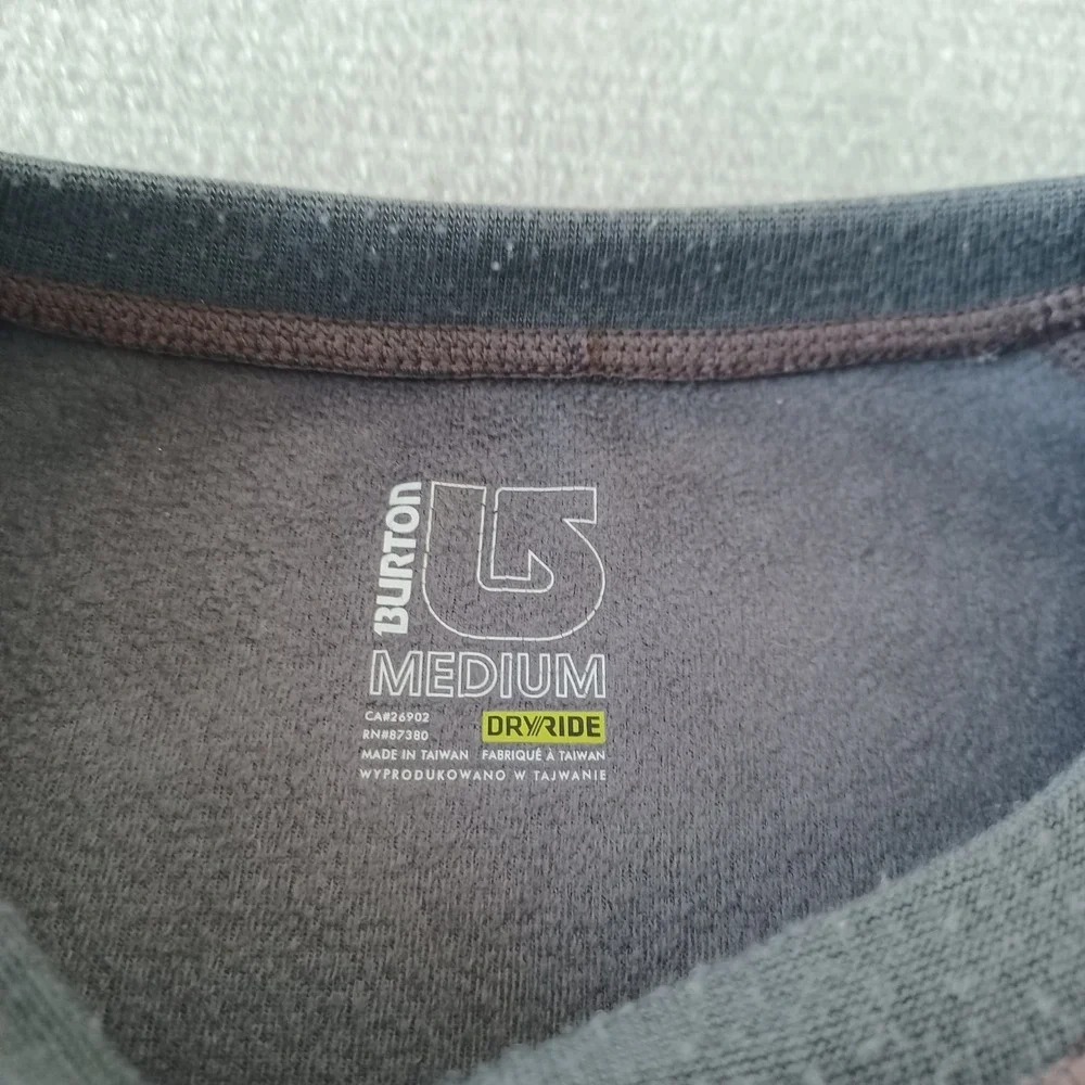 Burton Dryride Baselayer Sweater Men M Gray Crewneck Stretch Snowboarding Skiing